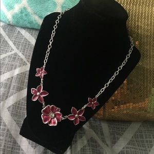 Pink flower statement necklace